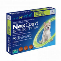NexGard Spectra สำหรับสุนัข 7.5-15 Kg Kg (เขียว) 1 กล่อง มี 3 เม็ด Exp04/26