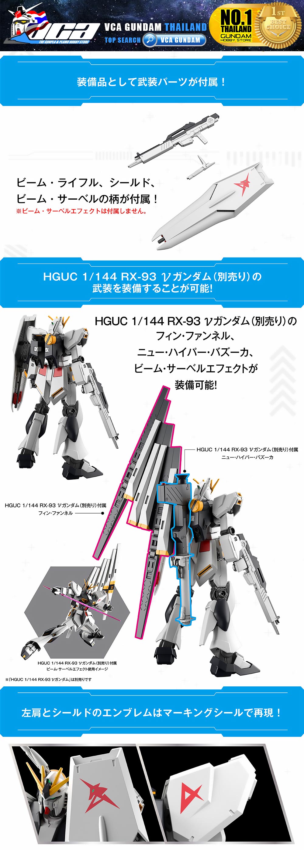 BANDAI GUNPLA ENTRY GRADE EG 1/144 RX-93 N V NEW NU GUNDAM โมเดล กันดั้ม กันพลา VCA GUNDAM