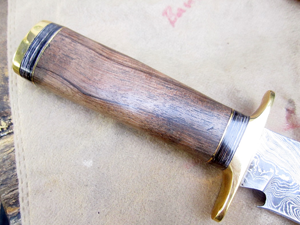 Ash damascus steel custom handmade bowie knife 12"