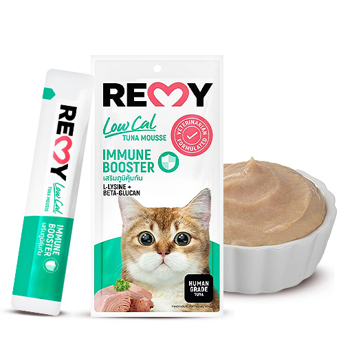 REMY เรมี่ ขนมมูสแมวเลียที่สัตวแพทย์แนะนำ 15g x 4 ซอง