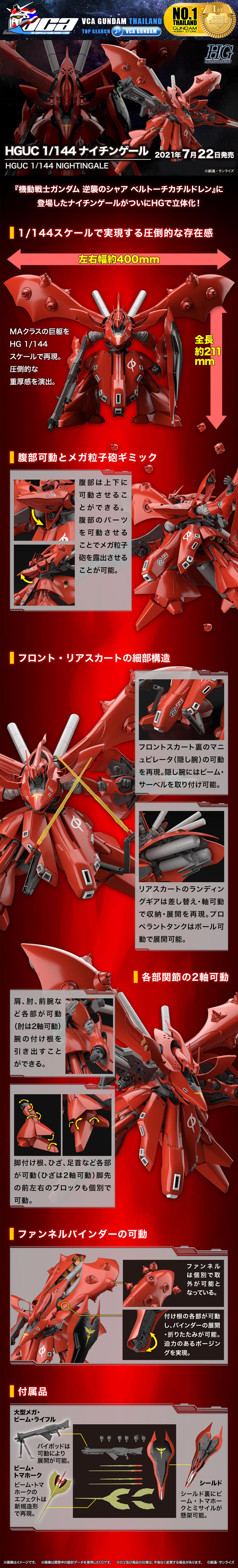 BANDAI GUNPLA HIGH GRADE HG 1/144 MSN-04II NIGHTINGALE โมเดล กันดั้ม กันพลา VCA GUNDAM