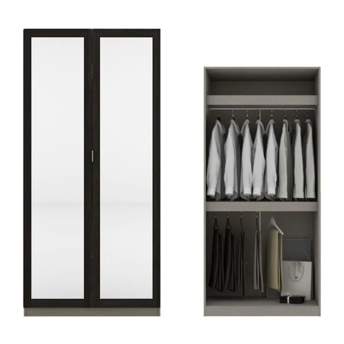 ตู้เสื้อผ้า แขวนบน-ล่าง OP-B ขนาด 100 ซม. รุ่น Blox สีเอสเพรซโซ่
