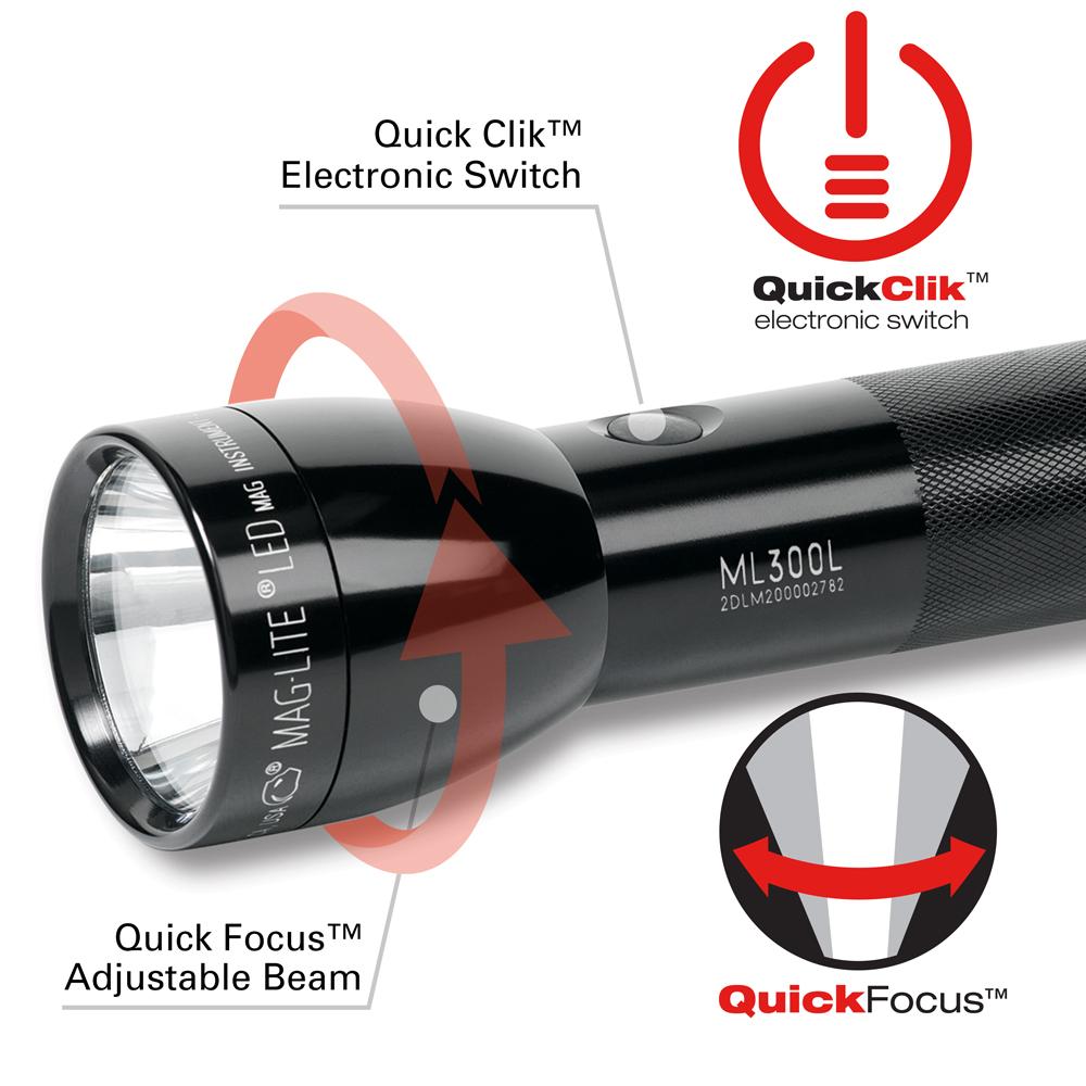 ไฟฉาย Maglite ML300L LED 2-Cell D Flashlight, Black USA