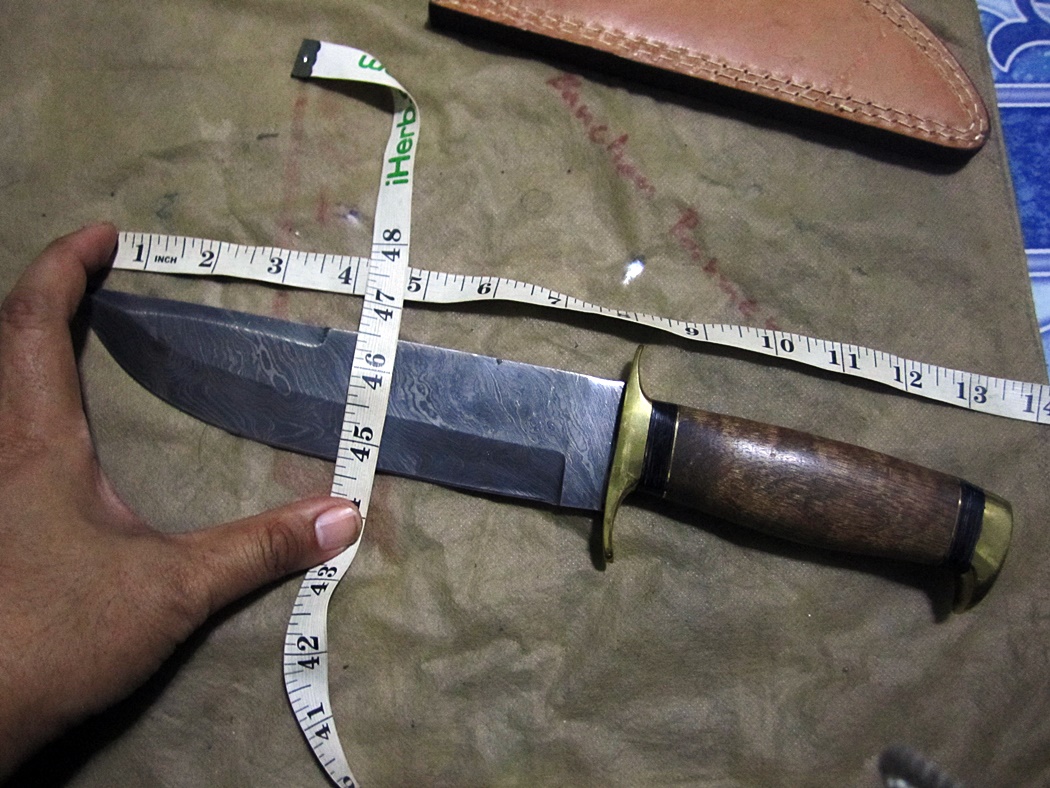 มีดDAMASCUS ASH DS4W Damascus steel handmade hunting bowie knife 13"