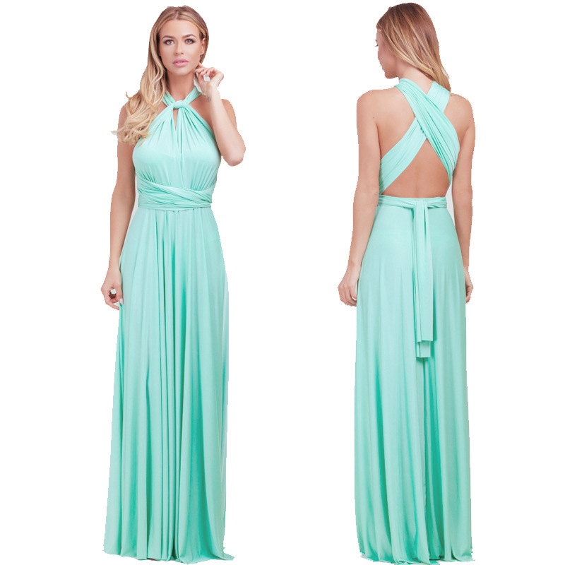 ชุดออกงานอินฟินิตี้สีมิ้น กระโปรงพริ้ว ผ้าสเปนเด็กซ์ ใส่ได้หลายแบบ ชุดเดียวจบครบทุกสไตล์