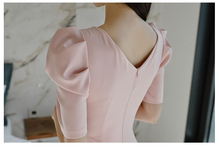 พร้อมส่ง !! ชุดเดรสออกงานสีชมพูโอรส ทรงเข้ารูป แขนสั้น เรียบหรู สวย ดูดี ใส่เป็น ชุดราตรี ชุดออกงาน ชุดไปงานแต่งงาน กลางวัน กลางคืน