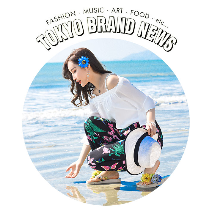 กางเกงขายาวใส่เที่ยวทะเลสีดำลายดอกไม้ เอวยืด แนวโบฮีเมียนสวยๆ