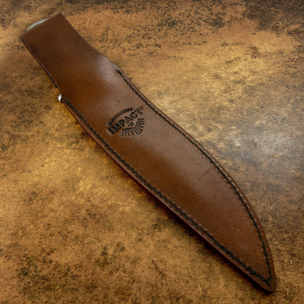 IMPACT CUTLERY RARE CUSTOM D2 MIRROR POLISHED BOWIE KNIFE BURL WOOD HANDLE