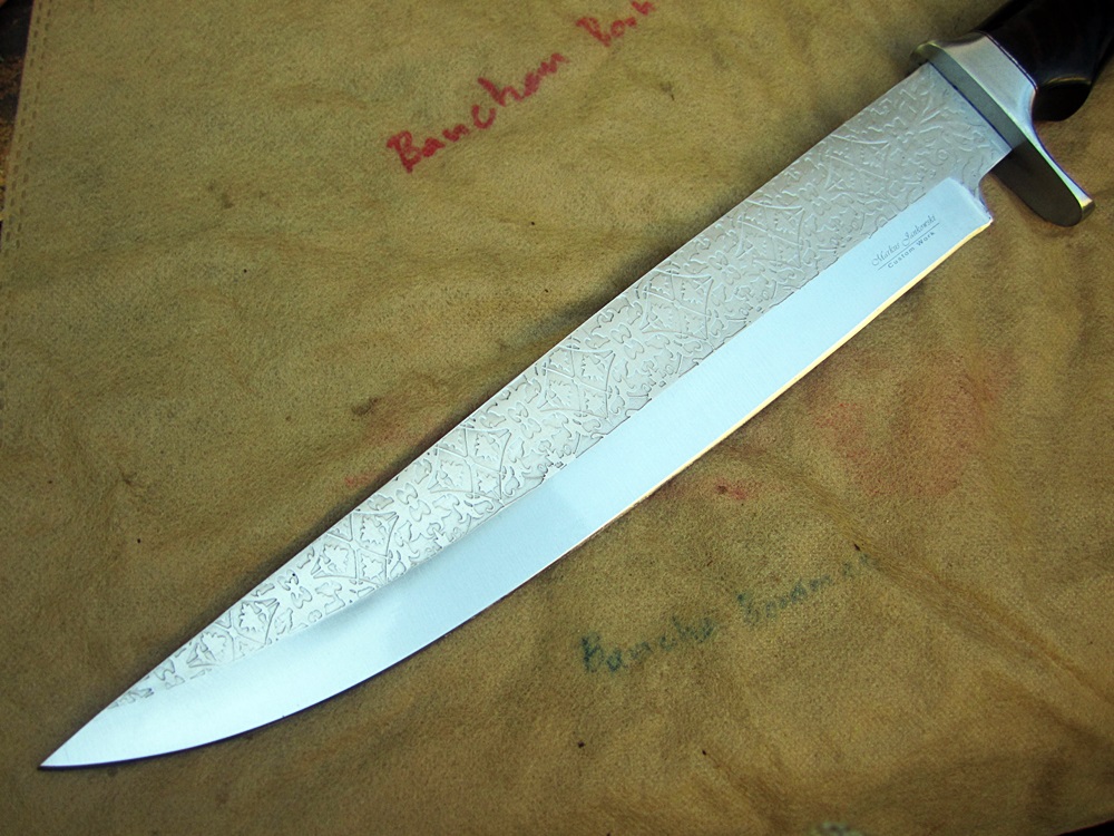 มีด เหล็ก D2 Markus Custom Handmade D2 Steel Bowie Knife Tactical Camping Wenge Engraving นำเข้าจากUnited Kingdom