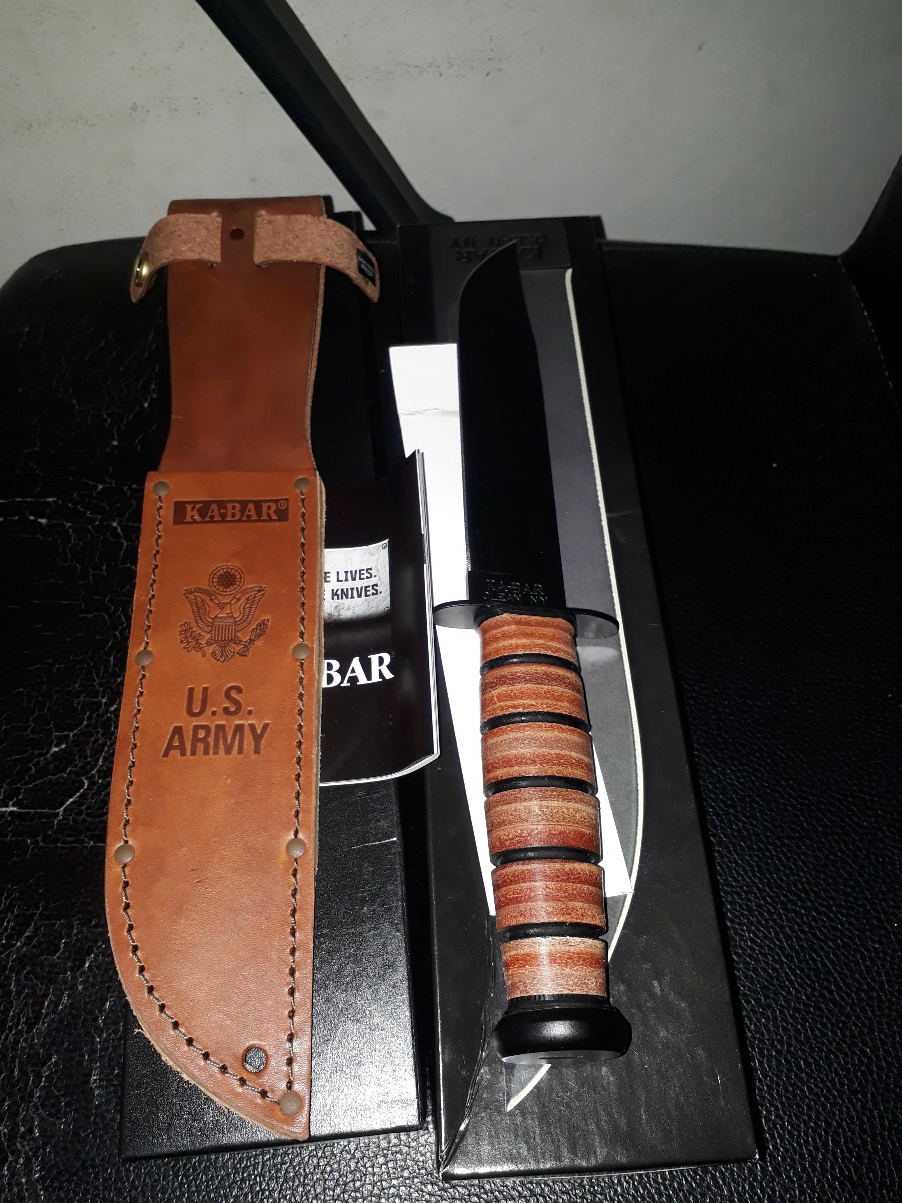 มีด Ka-Bar 1220 US Army Straight Edge Fighting/Utility Knife with Leather Sheath