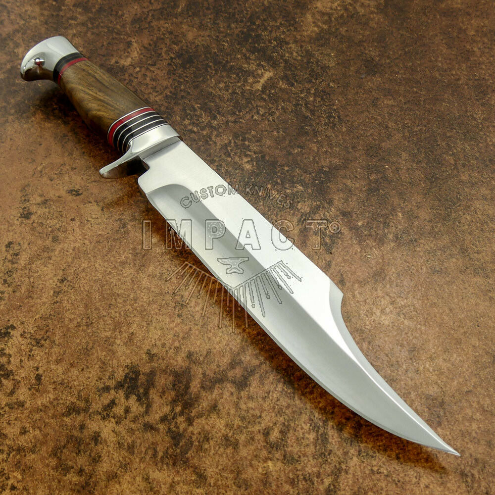 IMPACT CUTLERY RARE CUSTOM D2 BOWIE KNIFE BURL WOOD HANDLE