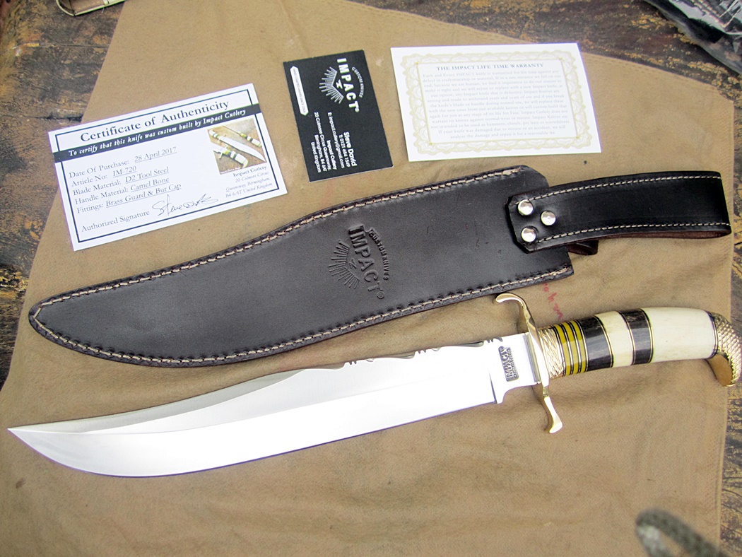 มีดเหล็กD2 UK HAND MADE BY IMPACT CUSTOM D2 BOWIE KNIFE