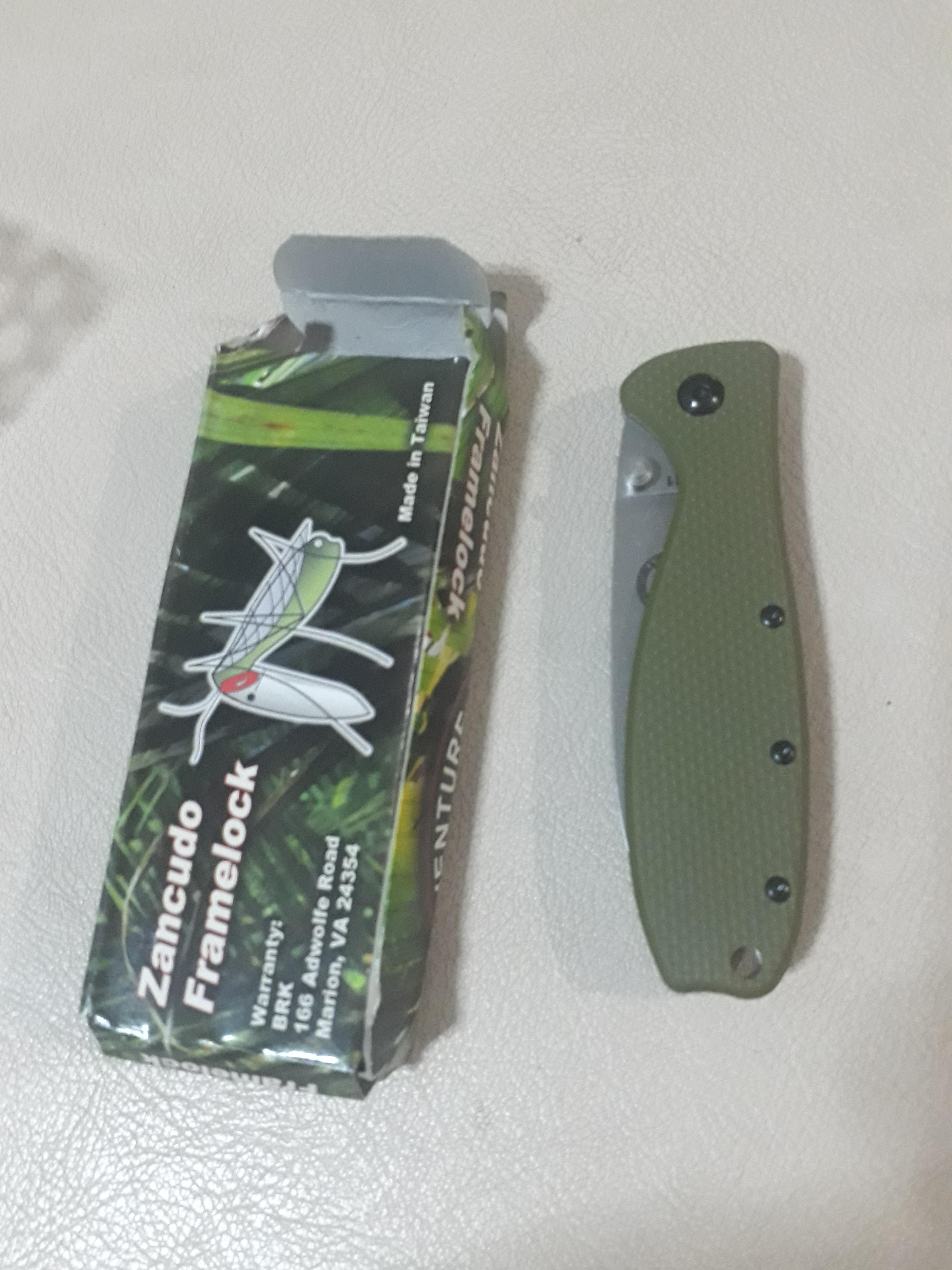 ESEE Knives/BRK: Zancudo Frame Lock Folder, D2 Blade, Olive Drab FRN and Stainless Steel Handle - Stonewash Finish