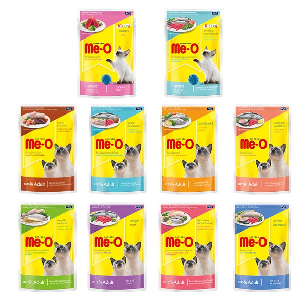 อาหารแมวเปียก Me-O มีโอ ขนาด 80X12 ซอง