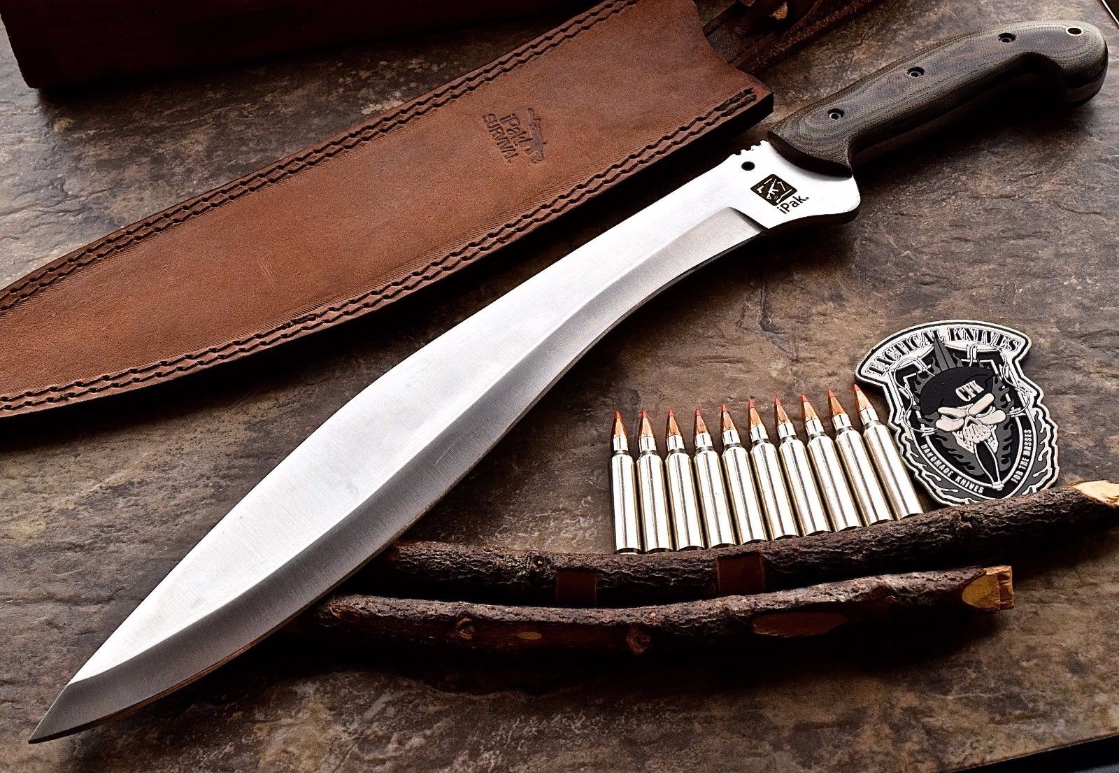 มีดเหล็ก D2 CFK USA iPak Custom Handmade D2 Tool Guerilla Warfare Ghurka Kukri Machete Knife