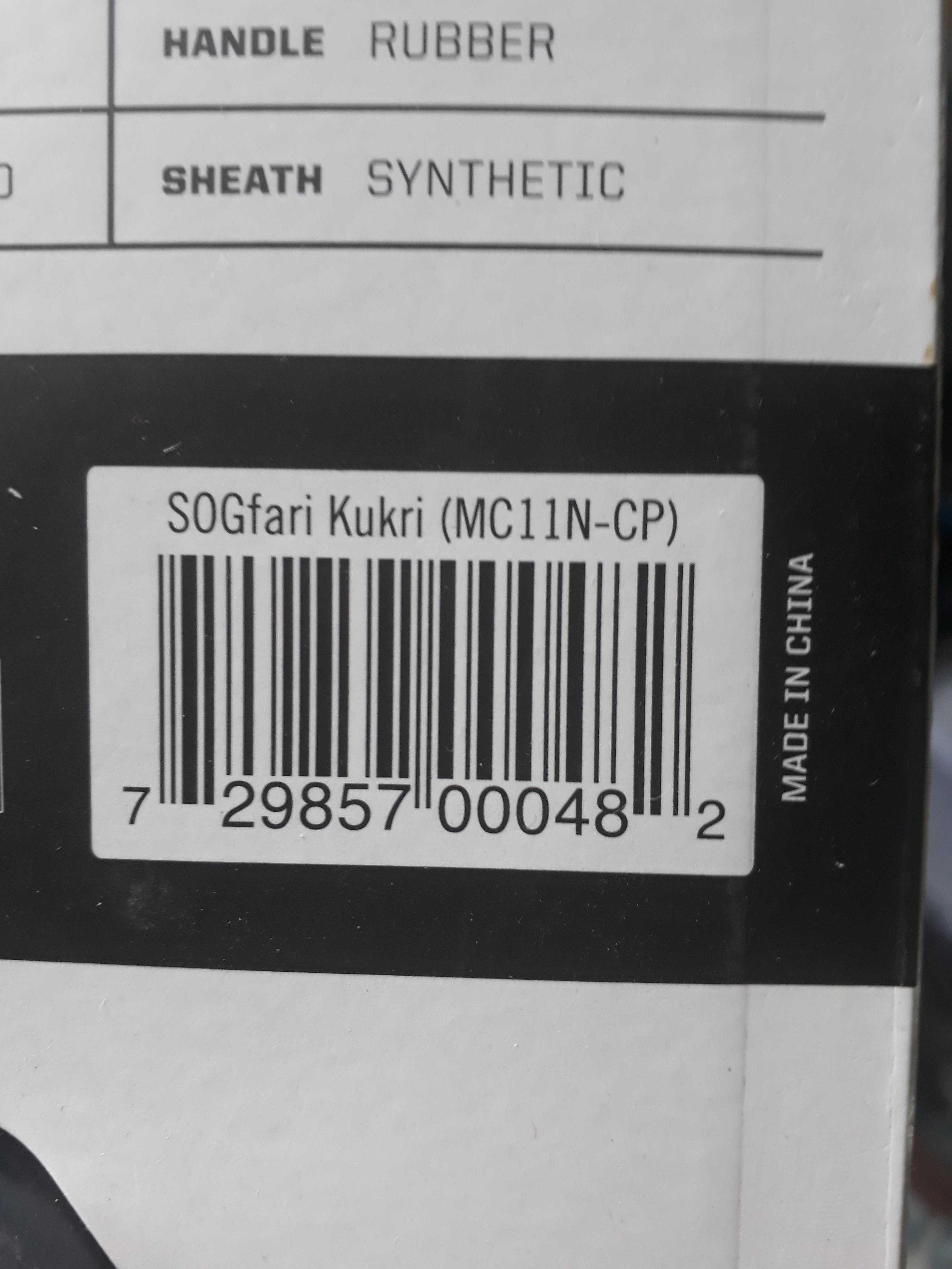 SOG SOGfari Kukri Machete MC11-N - Hardcased Black 12" Blade w/ Saw Back, Rubber Handle, Nylon Sheath