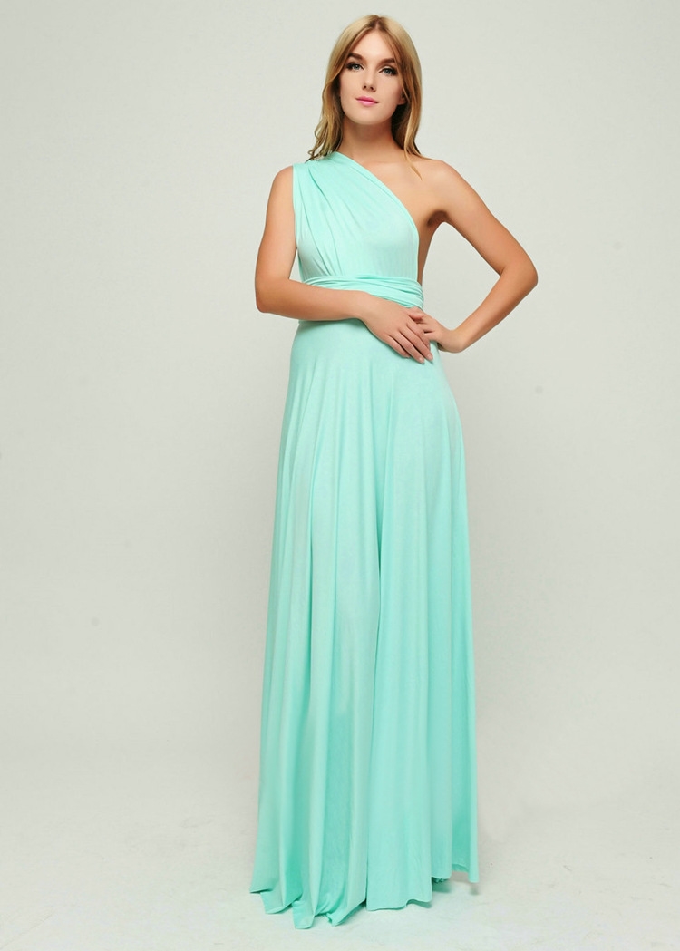 ชุดออกงานอินฟินิตี้สีมิ้น กระโปรงพริ้ว ผ้าสเปนเด็กซ์ ใส่ได้หลายแบบ ชุดเดียวจบครบทุกสไตล์