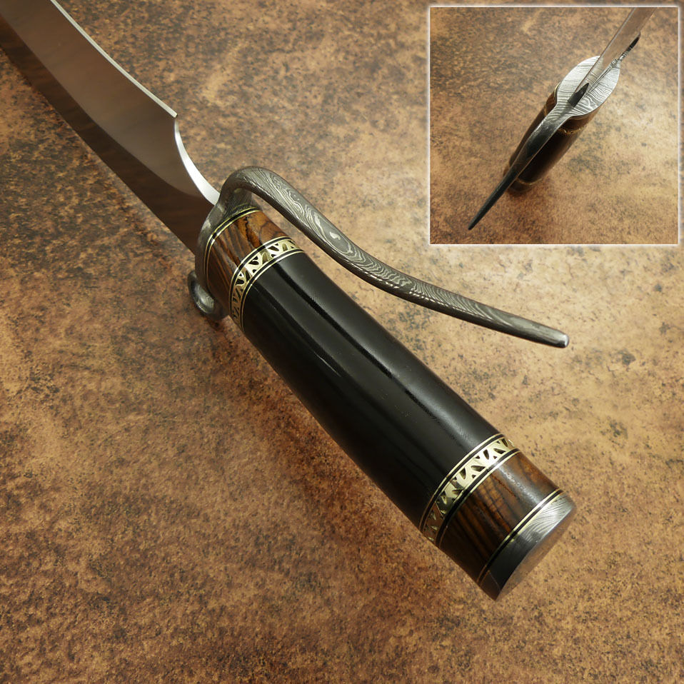 IMPACT CUTLERY RARE CUSTOM MASSIVE SASQUATCH D2 BOWIE KNIFE BULL HORN | DAMASCUS