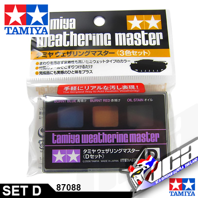 Tamiya Weathering Master D Set - Burnt Blue, Red, Oil Stain Effects #87088