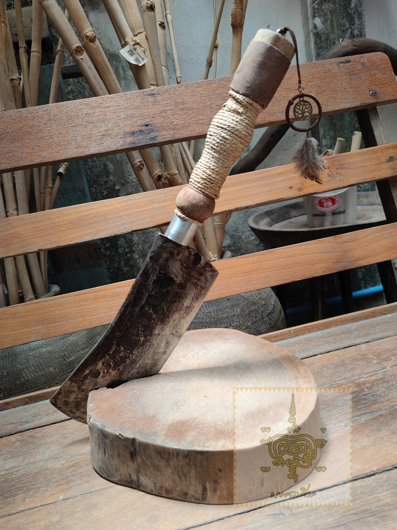 ปังตอเก่า ด้ามพันหนัง