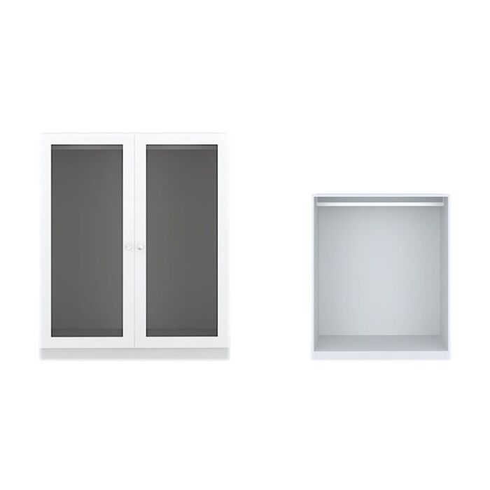 ตู้เสื้อผ้า รุ่น Blox 2.0 ขนาด 100 ซม. สีขาว หน้าบานกระจกชาดำ