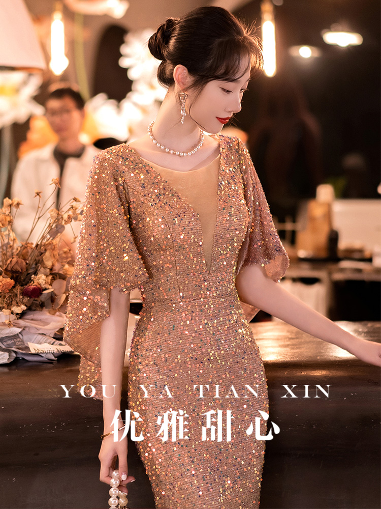 ชุดราตรียาวสีชมพู เรียบหรู สวยดูดี ดูแพง ใส่งานกลางวัน กลางคืน ชุดไปงานแต่งงาน ชุดไปงานเลี้ยงราตรี