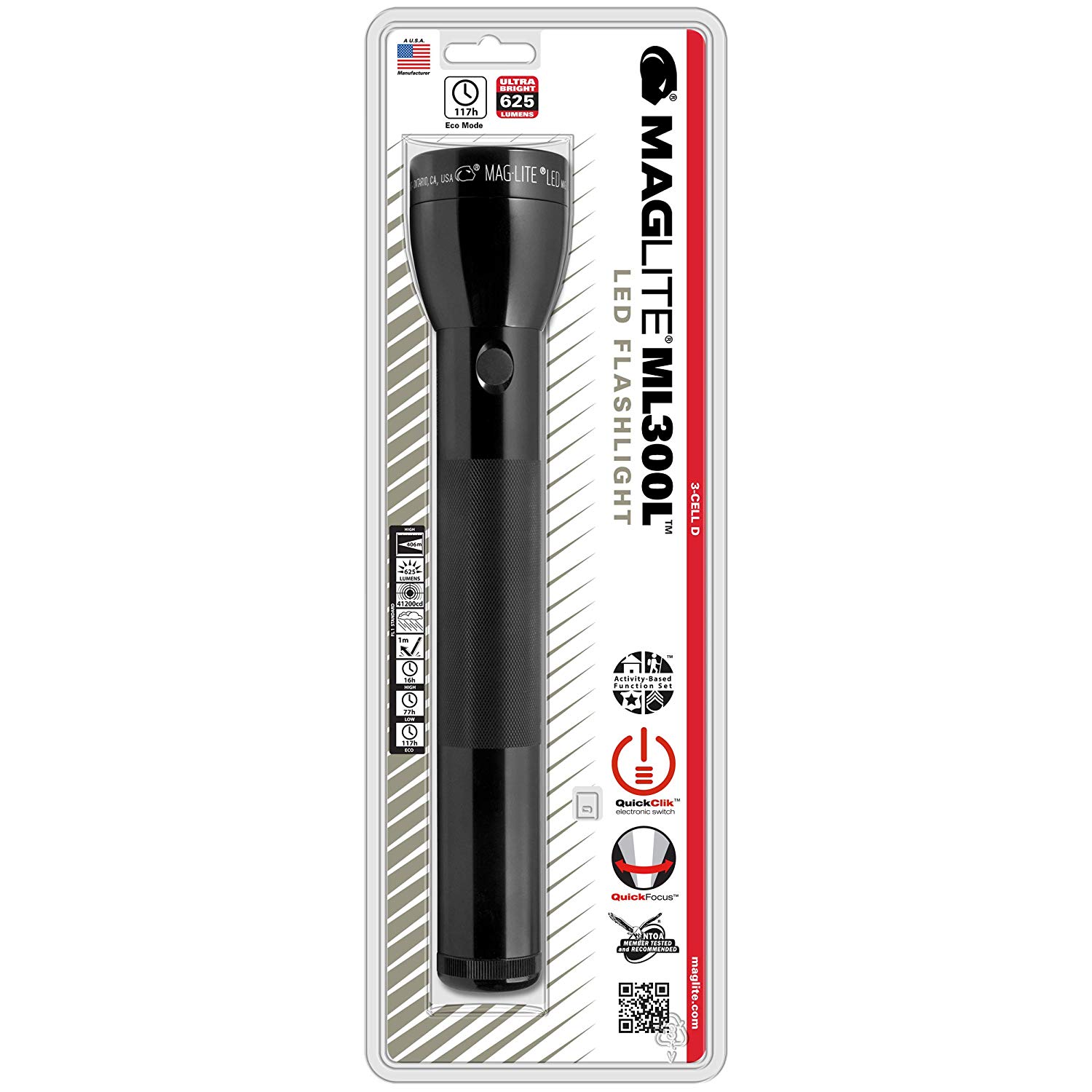 Maglite ไฟฉาย Maglite ML300L LED 3-Cell D Flashlight, Black