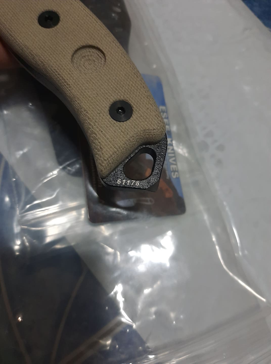 มีด ESEE-5S (GLASS BREAKER) BLACK PARTIALLY SERRATED FIXED BLADE W/ GREEN CANVAS MICARTA HANDLE, BLACK KYDEX SHEATH CODE: ESEE-5S