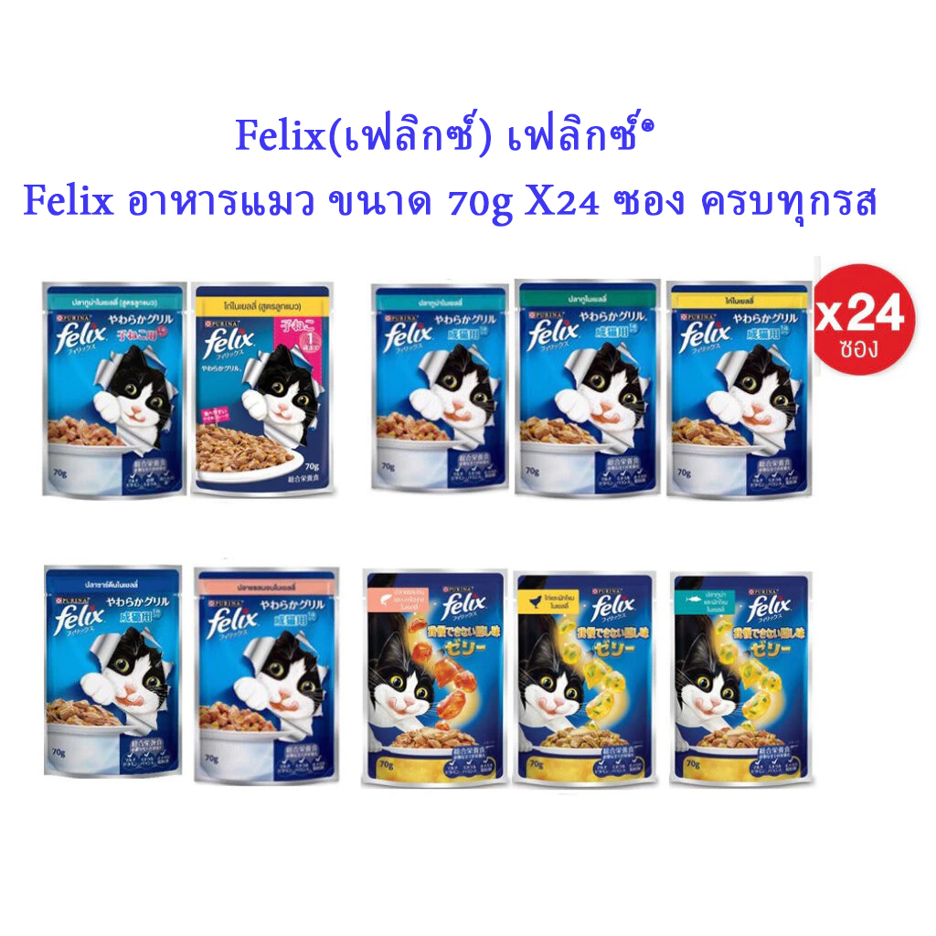 เฟลิกซ์® Felix อาหารแมว ขนาด 70gX24 ซอง ครบทุกรส