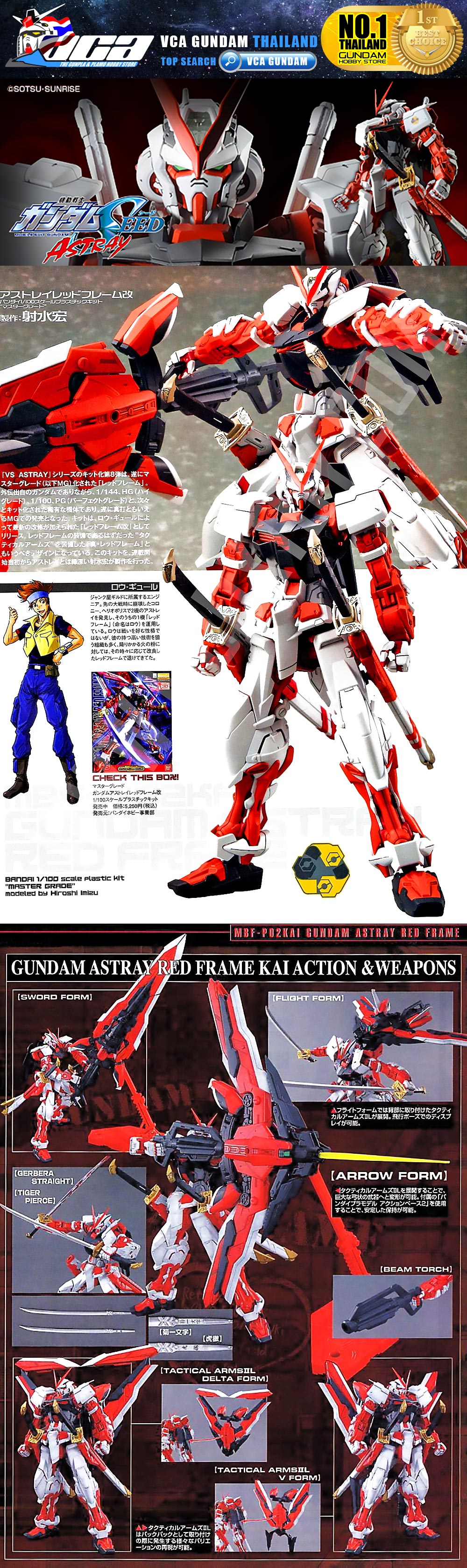 BANDAI GUNPLA MASTER GRADE MG 1/100 GUNDAM ASTRAY RED FRAME KAI โมเดล กันดั้ม กันพลา VCA GUNDAM