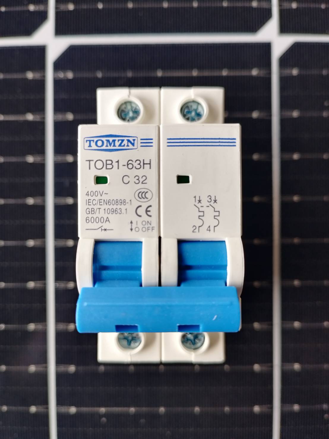 AC เบรคเกอร์ เซอร์กิตเบรกเกอร์ 2P Circuit TOMZN Breaker AC MCB TOB1-63H 32A C type 230/400V~ 50HZ/60HZ