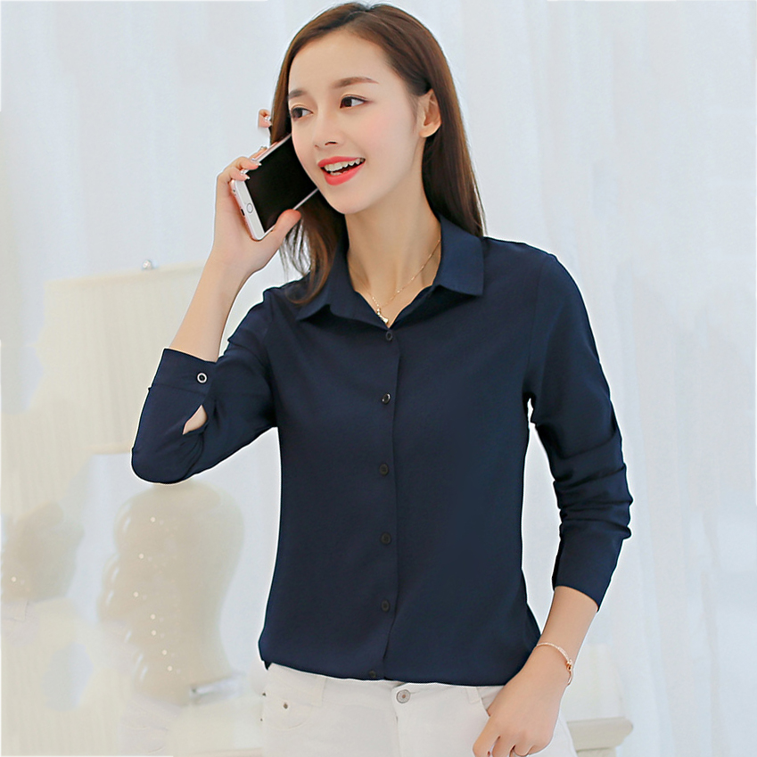 เสื้อเชิ้ตทำงานสีกรมท่าเข้ม แขนยาว