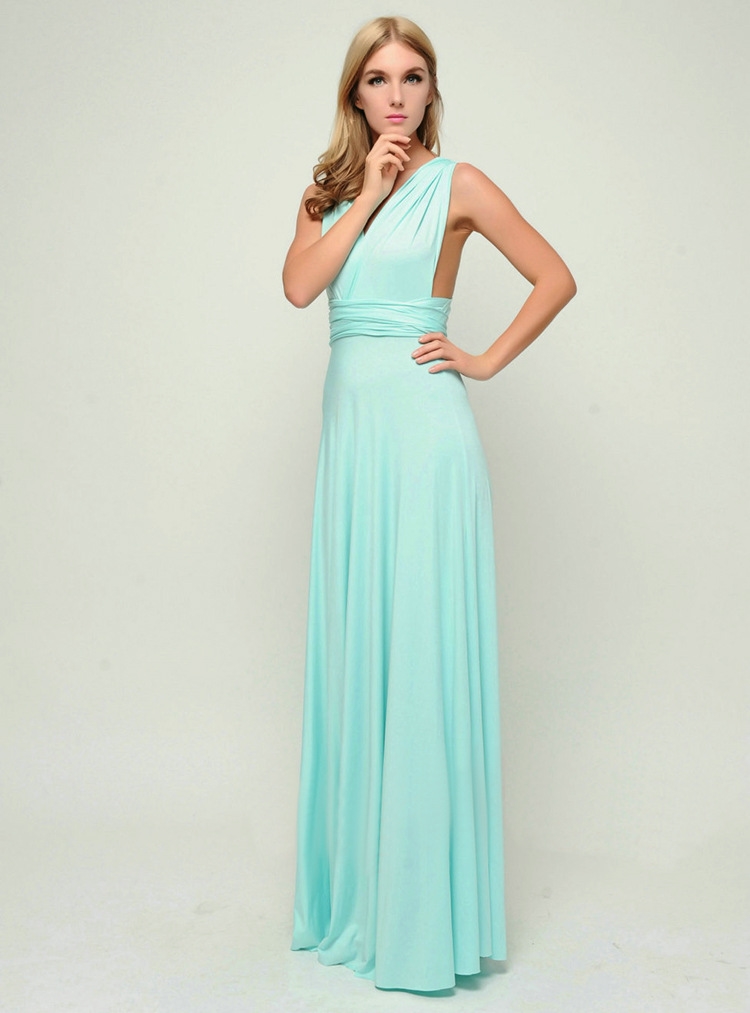 ชุดออกงานอินฟินิตี้สีมิ้น กระโปรงพริ้ว ผ้าสเปนเด็กซ์ ใส่ได้หลายแบบ ชุดเดียวจบครบทุกสไตล์