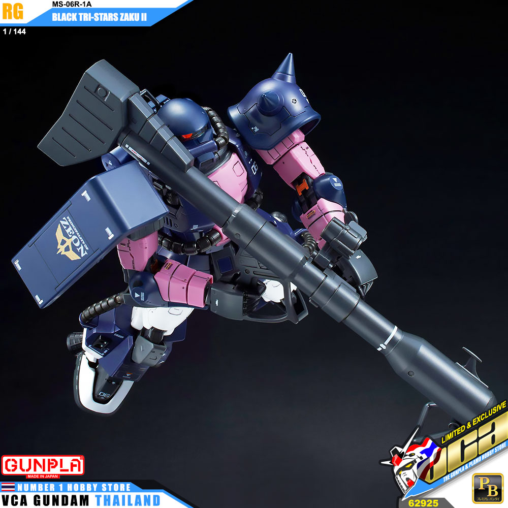 PREMIUM BANDAI GUNPLA REAL GRADE RG 1/144 MS-06R-1A BLACK TRI-STARS TRI STARS STAR ZAKU II โมเดล กันดั้ม กันพลา VCA GUNDAM