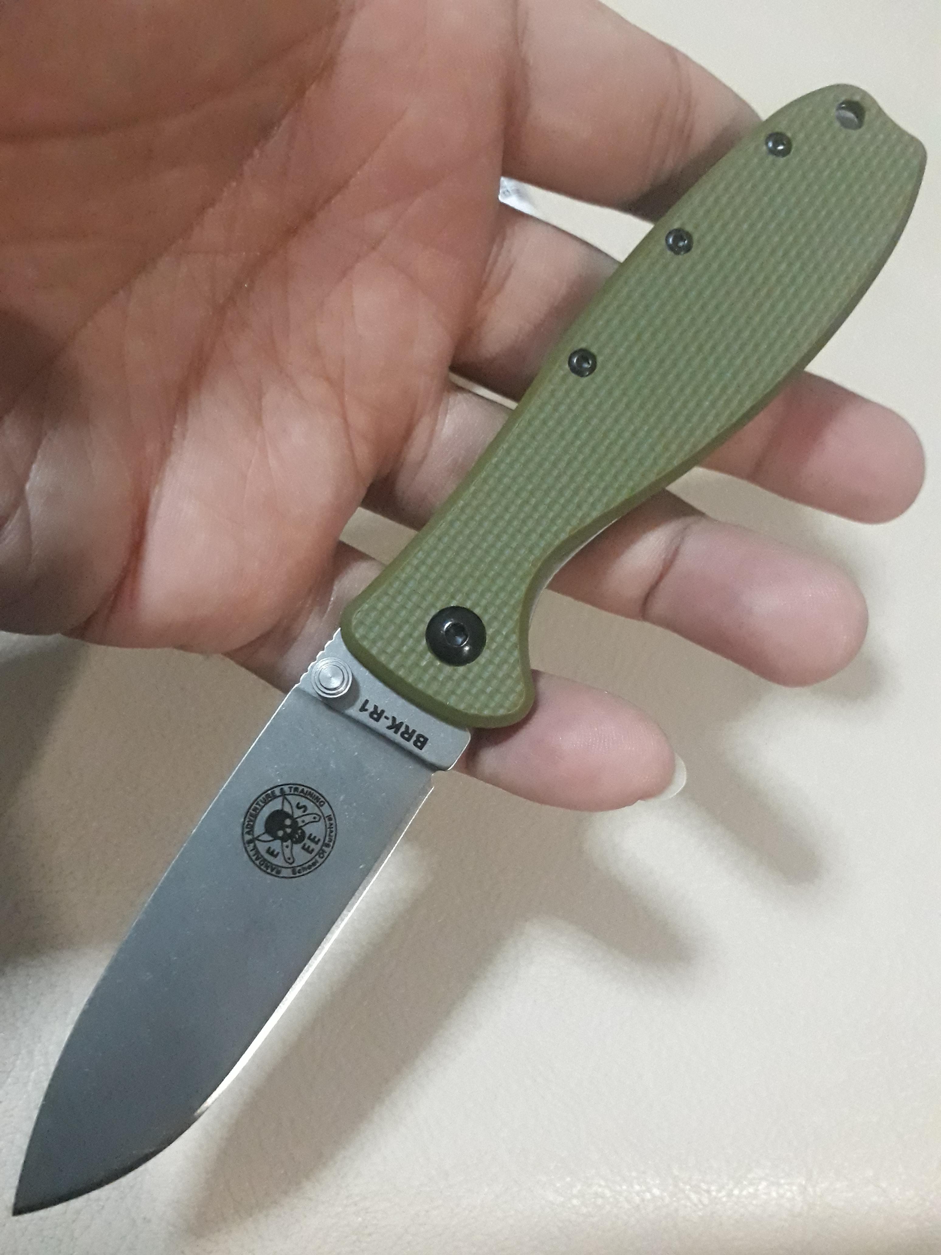 ESEE Knives/BRK: Zancudo Frame Lock Folder, D2 Blade, Olive Drab FRN and Stainless Steel Handle - Stonewash Finish