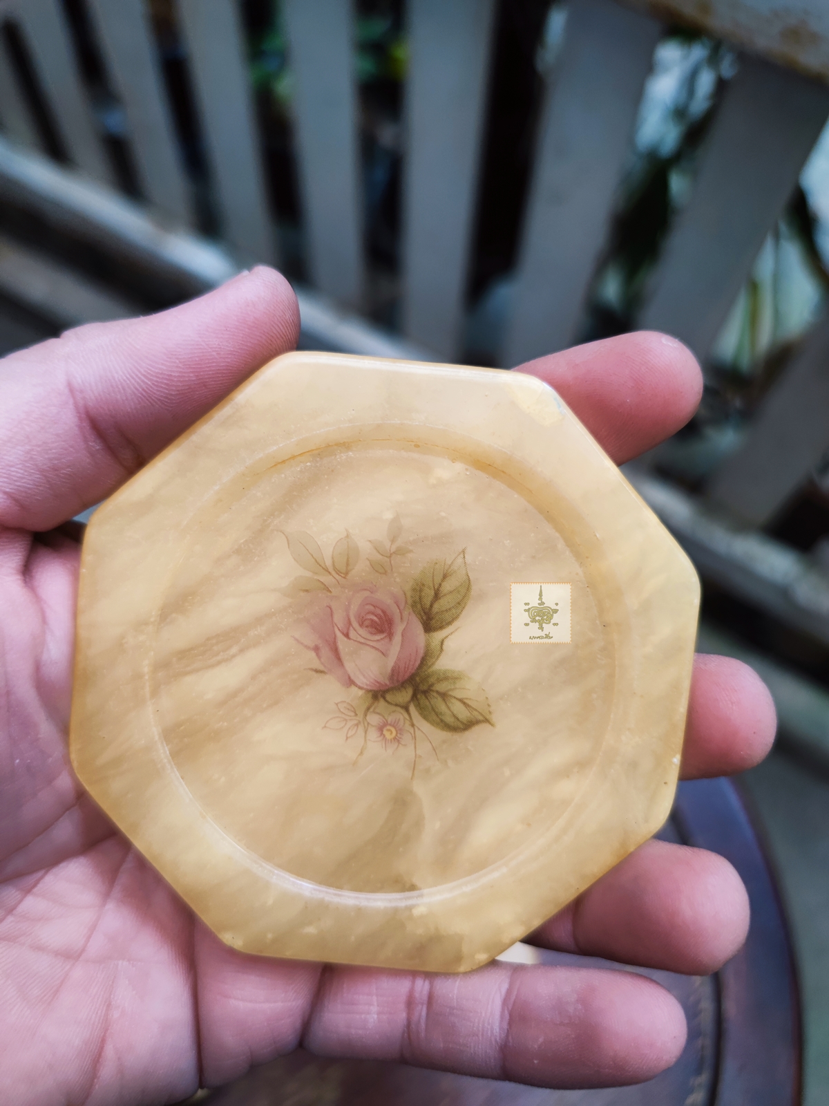 จานรองแก้ว หิน genuine alabaster made in italy