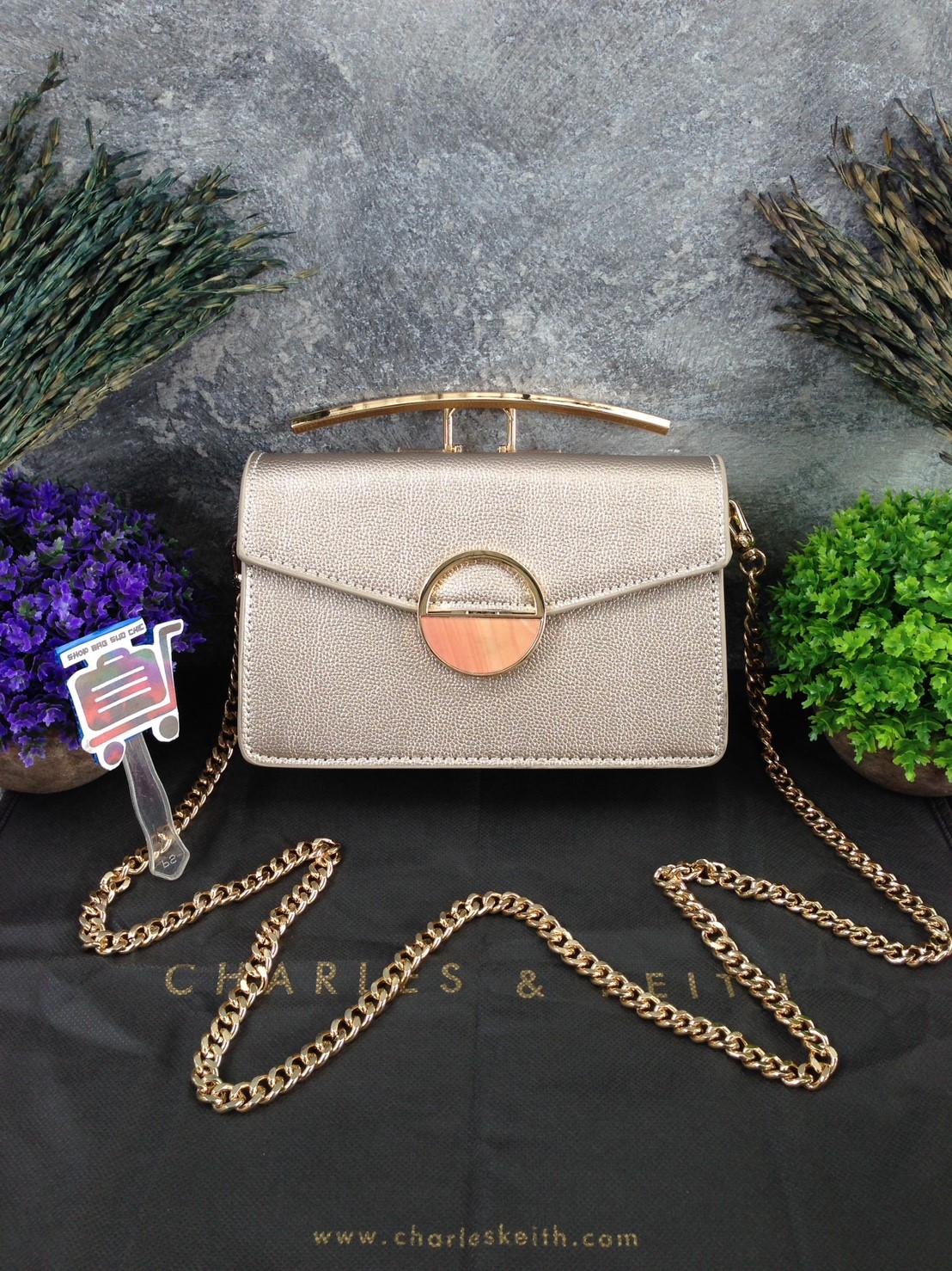 CHARLES&KEITH CIRCULAR DETAIL CROSSBODY BAG