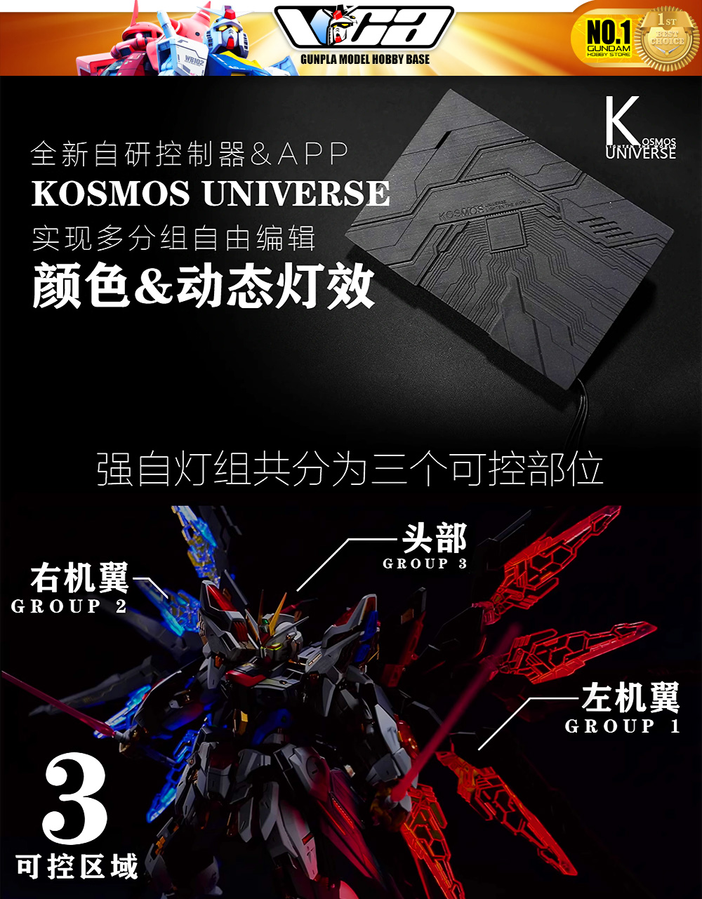 Kosmos Lighting Full System for MGEX Strike Freedom Gundam Gunpla Plastic Model Action Toy Kit VCA Thailand