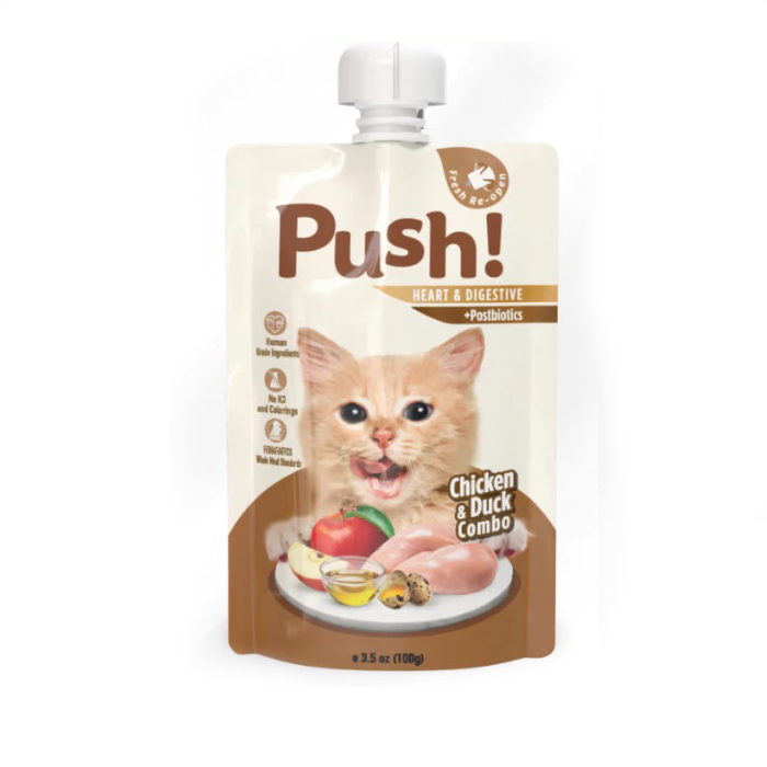 Push! อาหารเปียกแมว Complete&Balance ซองบีบ ผสมวิตามิน เนื้อมูสนุ่ม 100 g