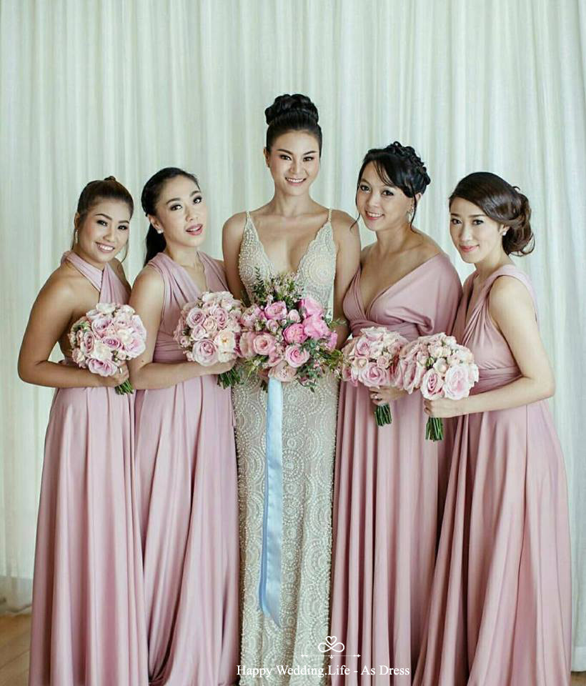 ชุดอินฟินิตี้สีชมพู ธีมเพื่อนเจ้าสาวสีชมพู Infinity Dress ใส่ได้หลายแบบ ผ้าสเปนเด็กซ์ สามารถใส่ได้หลายแบบ สวยได้ตามสไตล์ที่เป็นคุณ