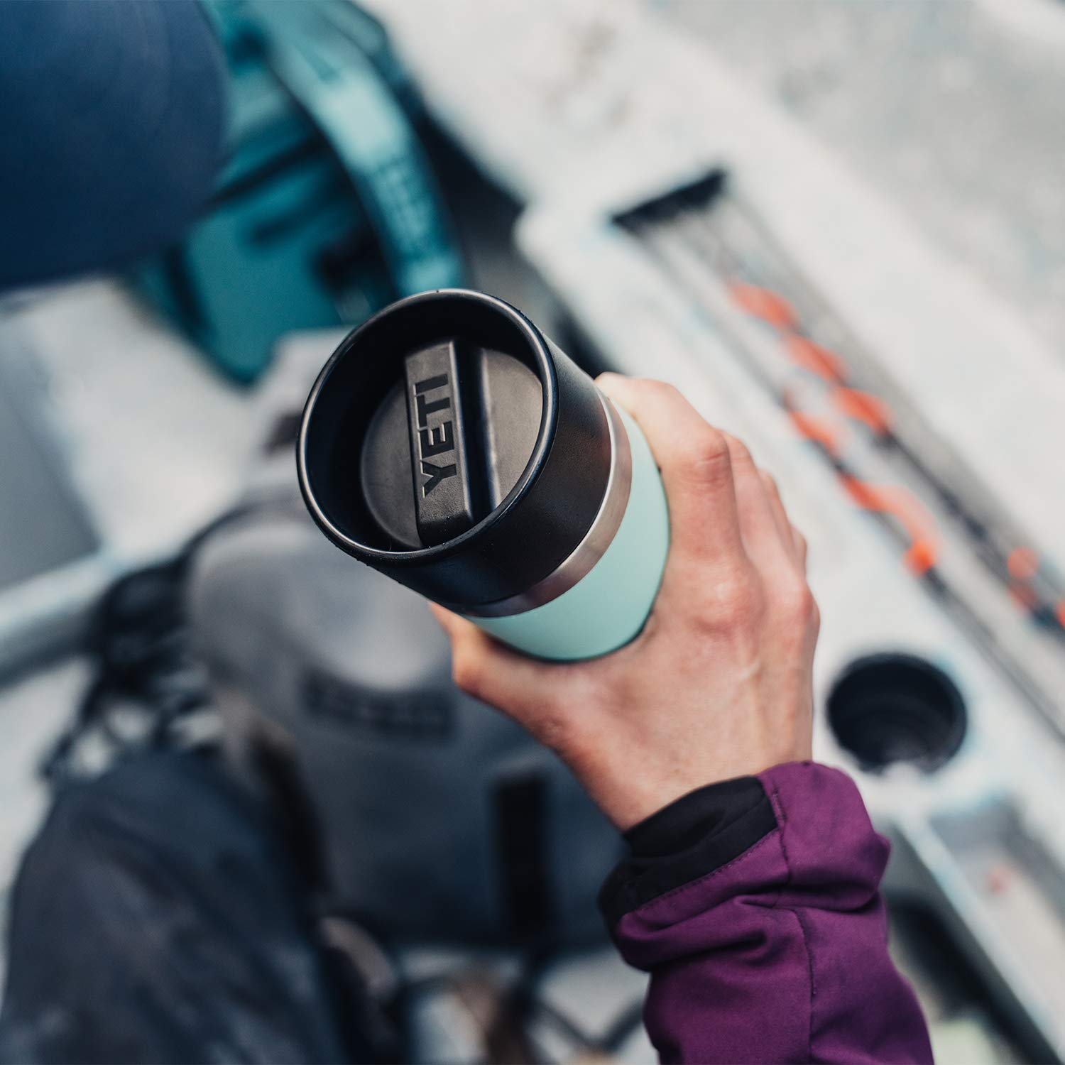 ขวดYETI ของแท้ Rambler 12 oz Stainless Steel Vacuum Insulated Bottle with Hot Shot Cap by YETI