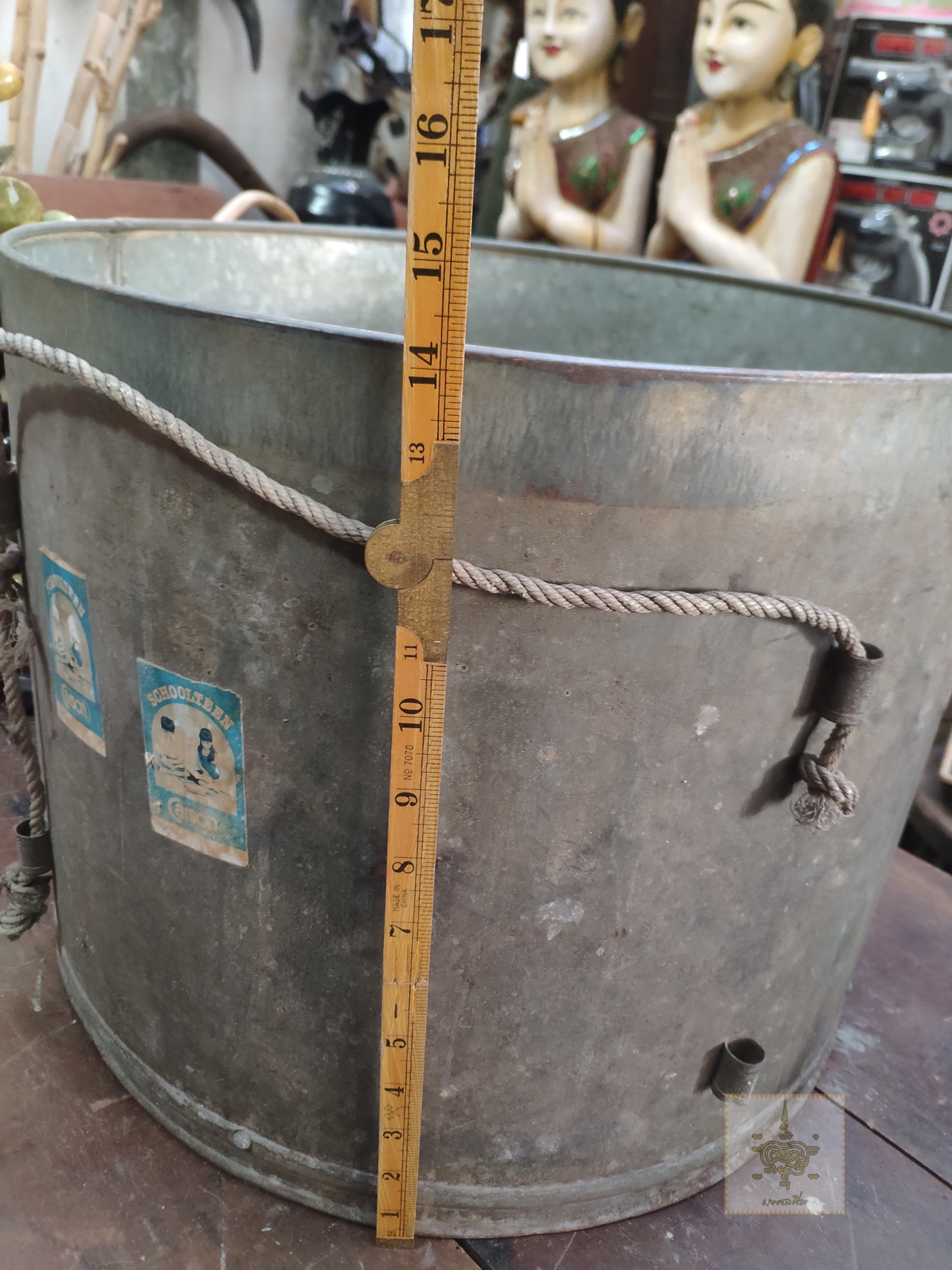 ถังสังกะสีเก่า ใส่ของมีฝาปิด