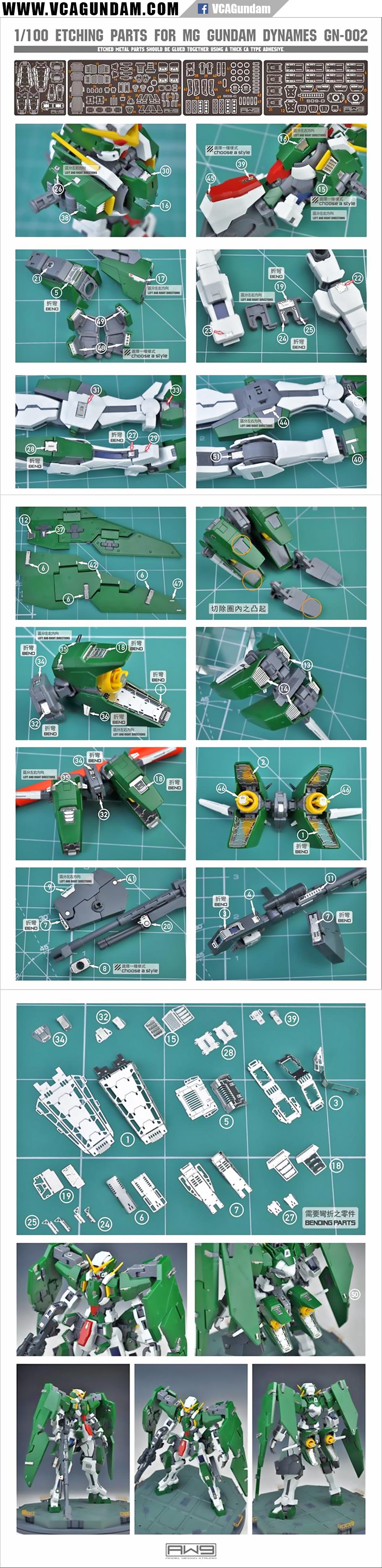 Mad Works™ Metal Photo Etched Detailing Parts MW-S09 METAL PHOTO ETCHED DETAIL UP PARTS FOR MG GUNDAM DYNAMES
