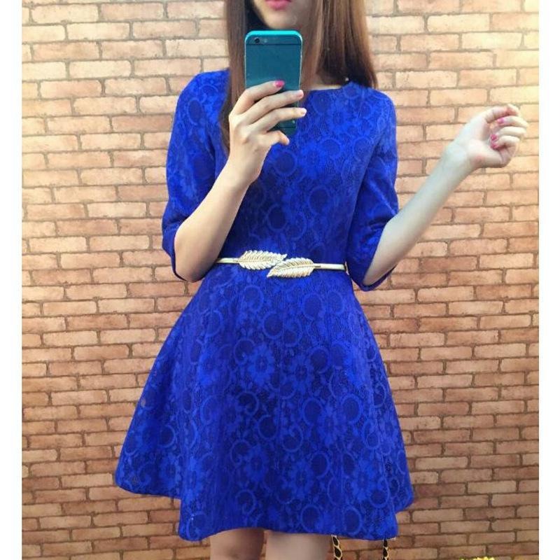 เข็มขัดออกงานสีทอง หัวใบไม้ เรียบหรู