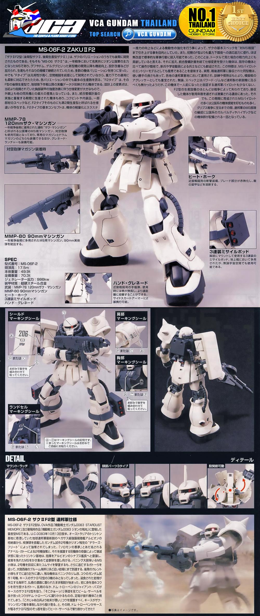 HG MS-06F-2 ZAKU II F2 EARTH FEDERATION TYPE ซาคุ 2 F2