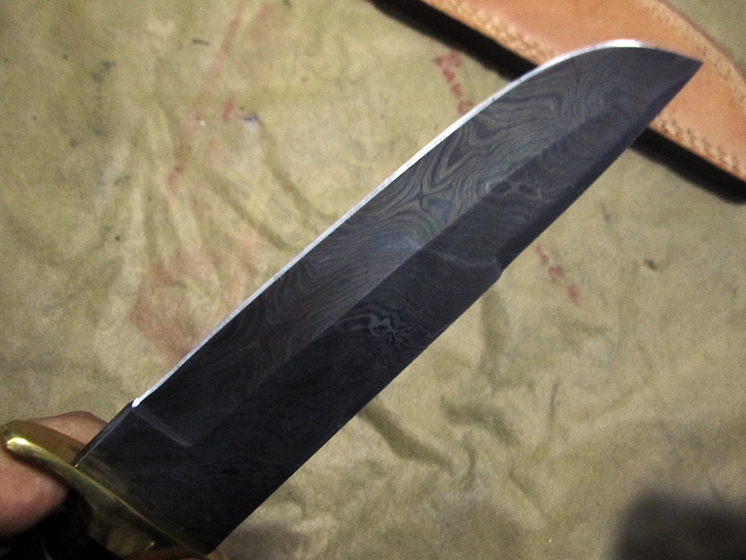 มีดDAMASCUS ASH DS4W Damascus steel handmade hunting bowie knife 13"