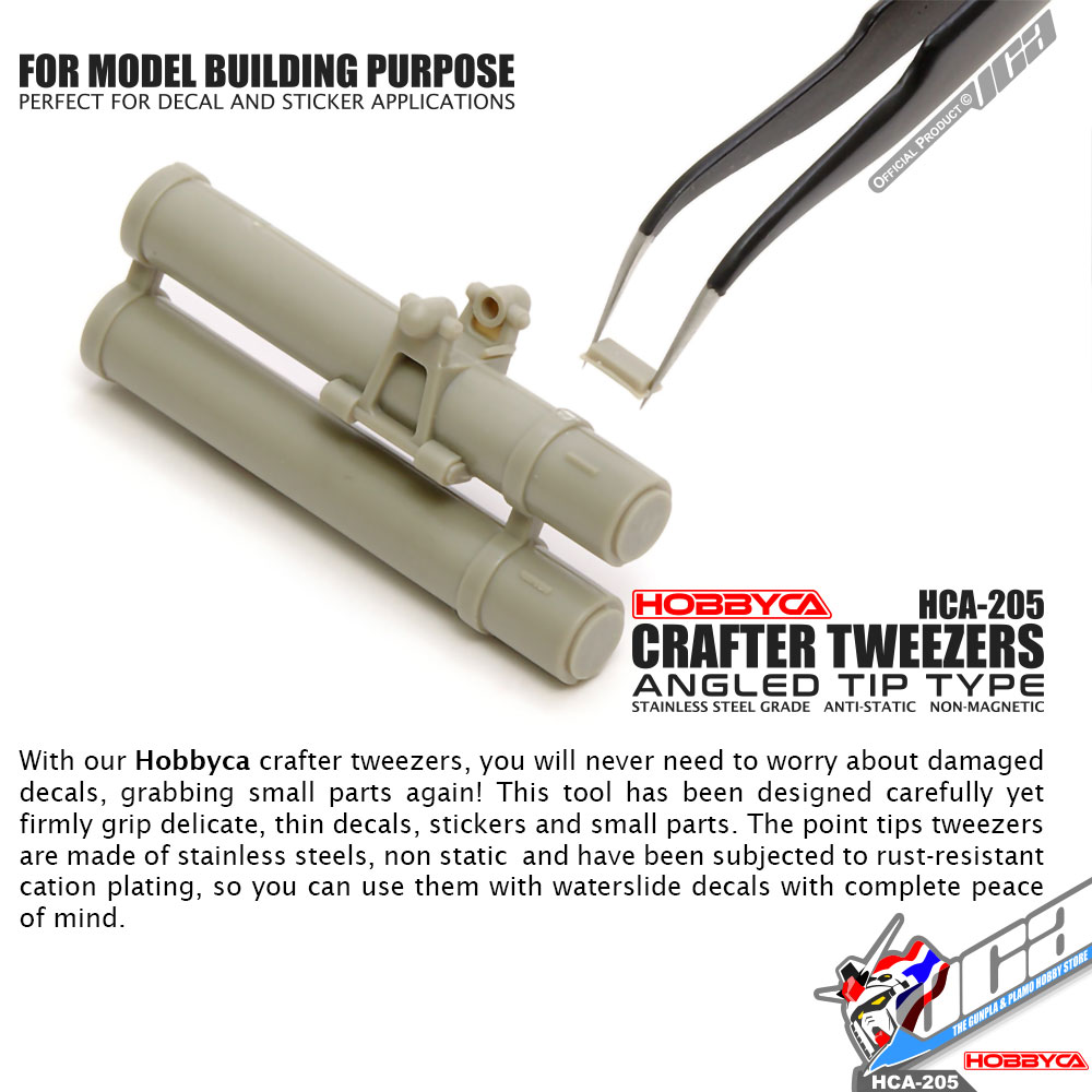 HOBBYCA HCA-205 CRAFTER TWEEZERS ANGLED TIP TYPE แหนบสําหรับซ่อมแซม โมเดล กันดั้ม กันพลา VCA GUNDAM
