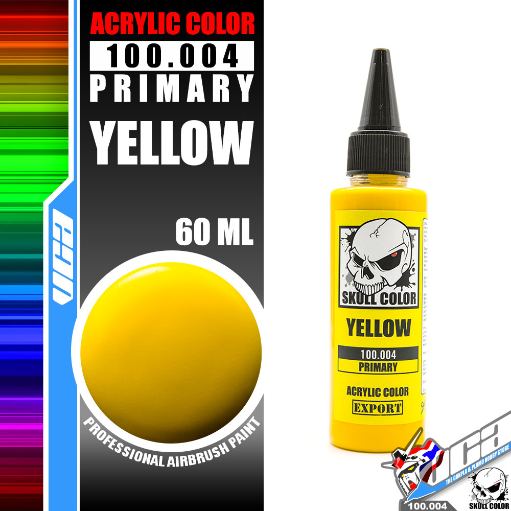 SKULL COLOR 100.004 YELLOW ACRYLIC COLOR 60ML (PRIMARY) สีอะครีลิกสำหรับพลาสติก โมเดล