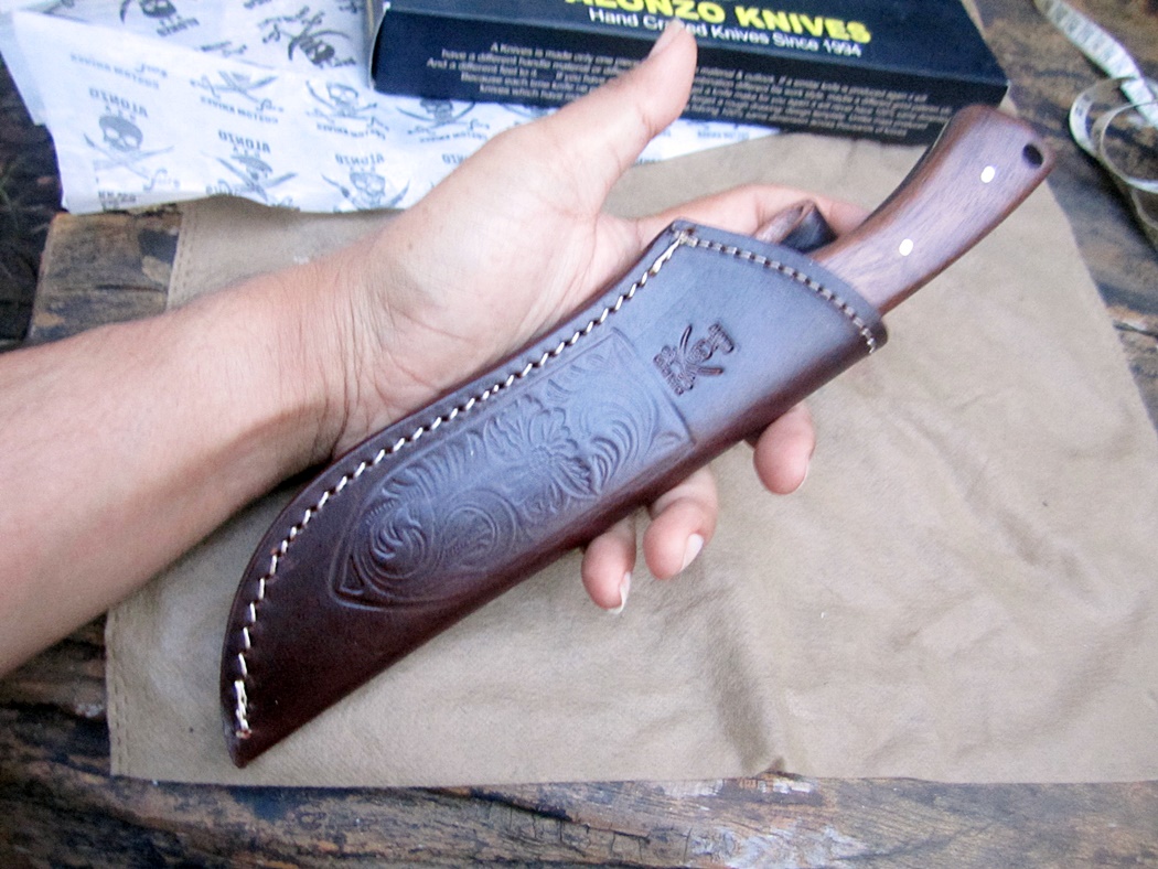 มีดHAND MADE BY ALONZO KNIVES USA CUSTOM TACTICAL TANTO 1095 KNIFE ROSE WOOD