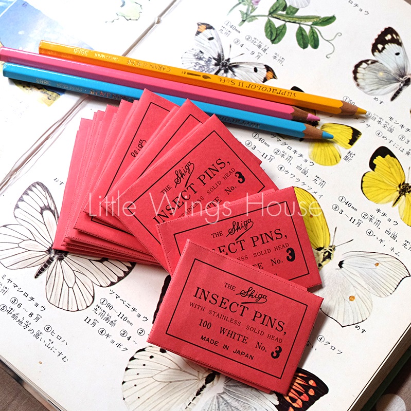++ เข็มเซ็ทแมลง/ผีเสื้อ เบอร์ 3 บรรจุ 100 ชิ้น นำเข้าจากญี่ปุ่น ++ Insect Pin Made in Japan